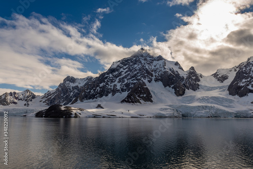 Arctic landscape with beautiful lighting in Svalbard