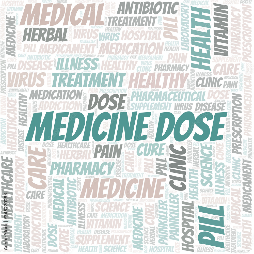 Obraz premium Medicine Dose word cloud collage made with text only.