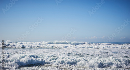 waves breaking on a beach 