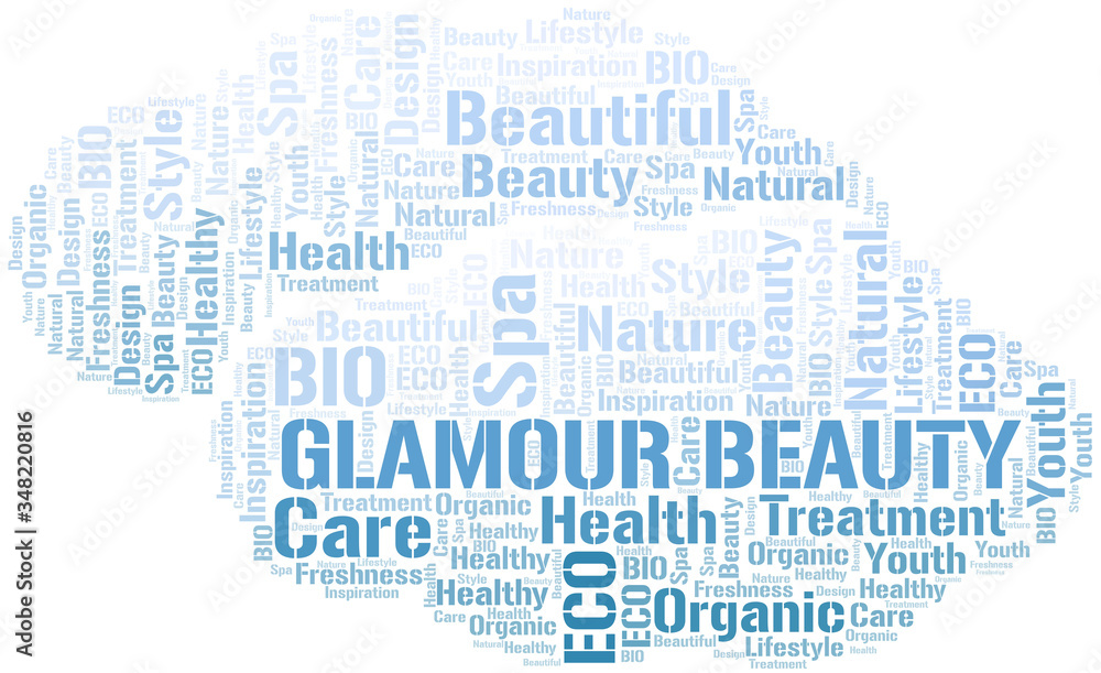 Glamour Beauty word cloud collage made with text only.