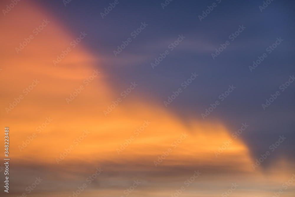 Beautiful sunset with twilight sky and cloud. sunset and light rays from clouds shining to sky. Heaven in nature. Nature cloudscape background sunrise or sunset scene.