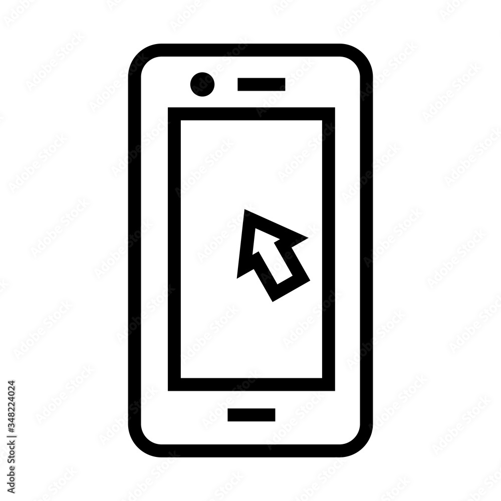shopping online concept, smartphone with hand cursor icon, line style shopping online concept, smartphone with hand cursor icon, line style