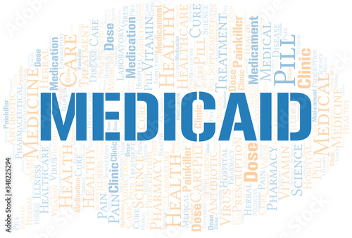 Medicaid word cloud collage made with text only.