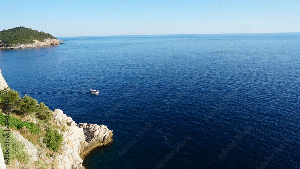 View of the blue ocean from the coast of croatia.