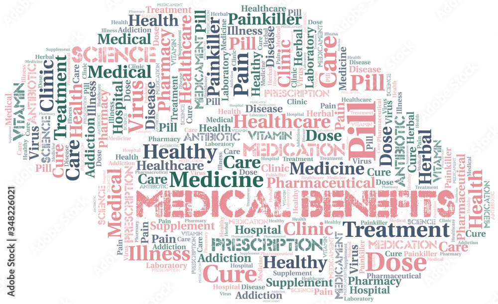 Medical Benefits word cloud collage made with text only. Medical Benefits word cloud collage made with text only.