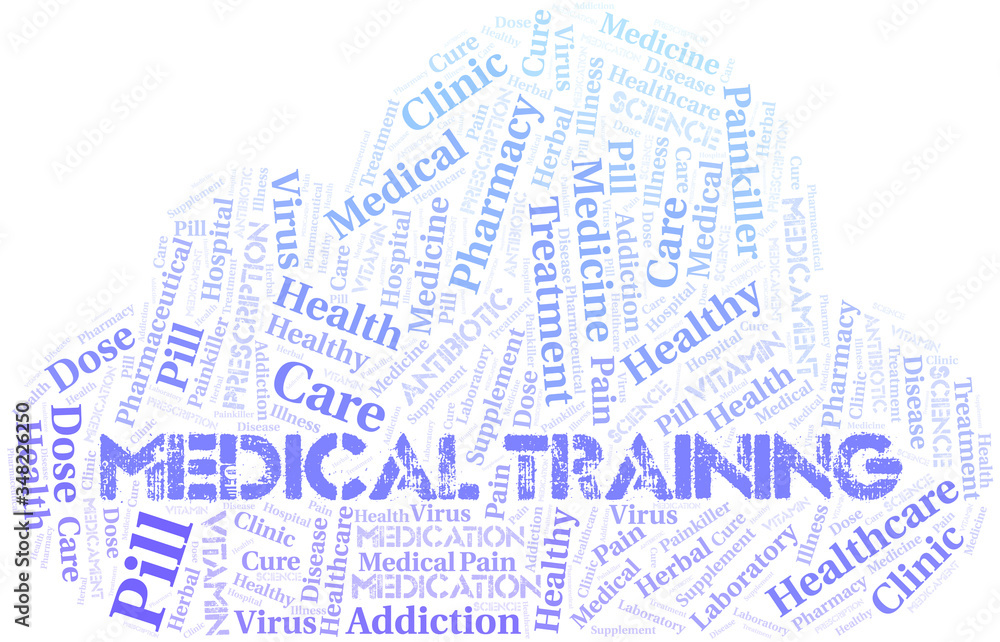 Obraz premium Medical Training word cloud collage made with text only.