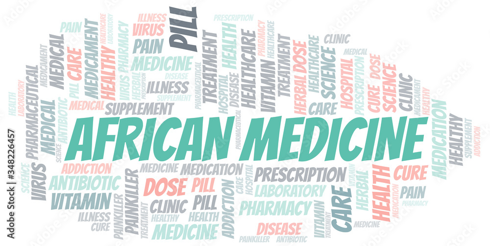 African Medicine word cloud collage made with text only.