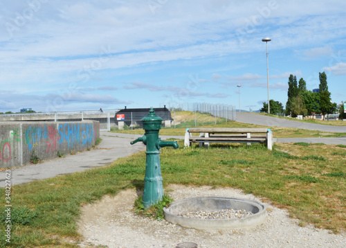 public drinking column. Spring. coldly