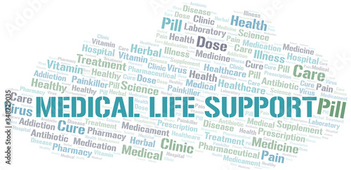 Medical Life Support word cloud collage made with text only.