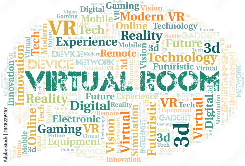 Obraz premium Virtual Room word cloud collage made with text only.