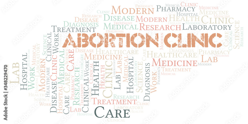 Fototapeta premium Abortion Clinic word cloud collage made with text only.