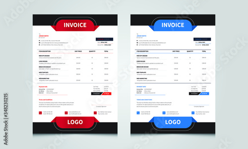 Creative invoice template, Business corporate invoice design 