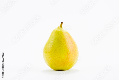 Green pear isolated one pear on a white background.