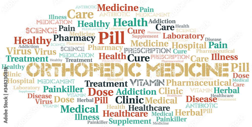 Orthopedic Medicine word cloud collage made with text only.