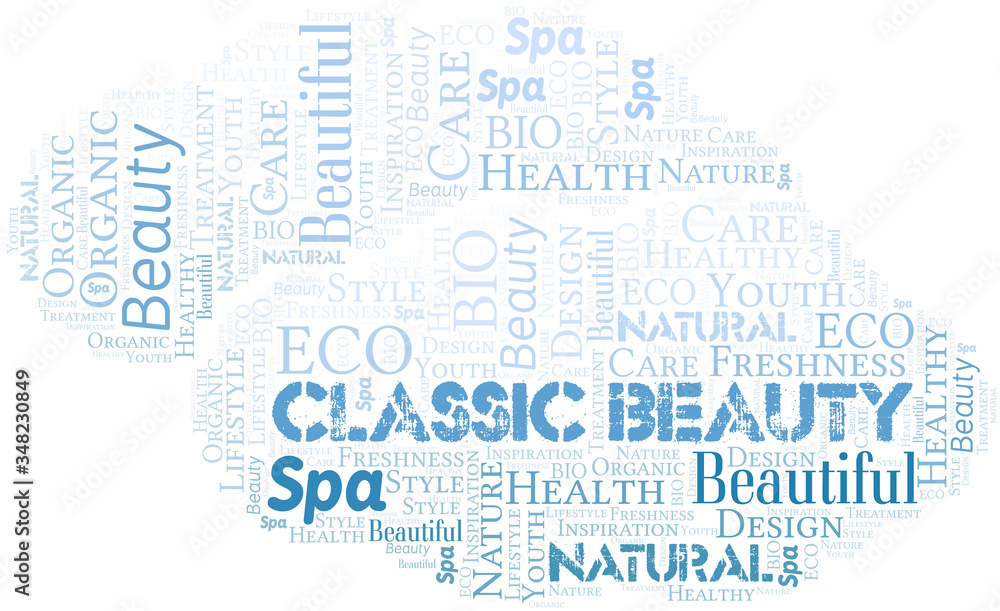 Classic Beauty word cloud collage made with text only.