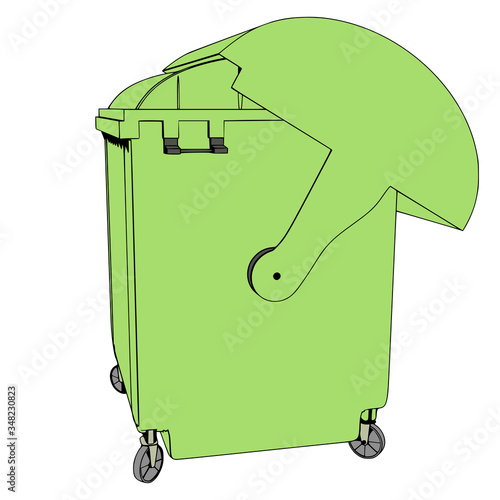 dumpster green color white background isolated vector with different view