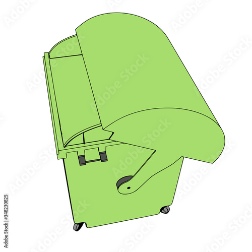 dumpster green color white background isolated vector with different view