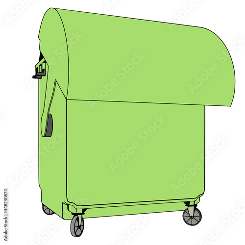 dumpster green color white background isolated vector with different view