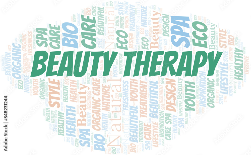 Fototapeta premium Beauty Therapy word cloud collage made with text only.