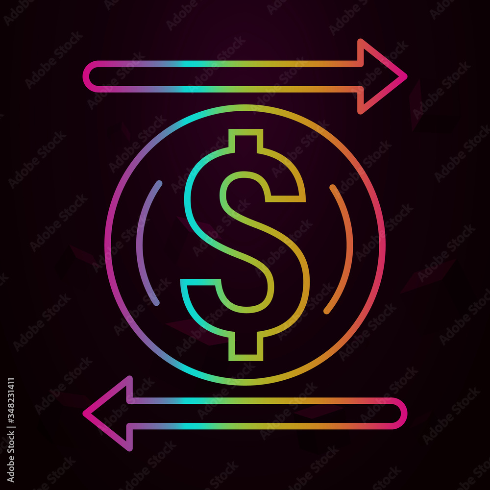 Dollar, arrows, transfer nolan icon Simple thin line, outline vector of ATM icons for ui and ux, website or mobile application Dollar, arrows, transfer nolan icon Simple thin line, outline vector of ATM icons for ui and ux, website or mobile application