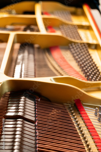 Grand Piano - Piano action, dampers, strings and hammers