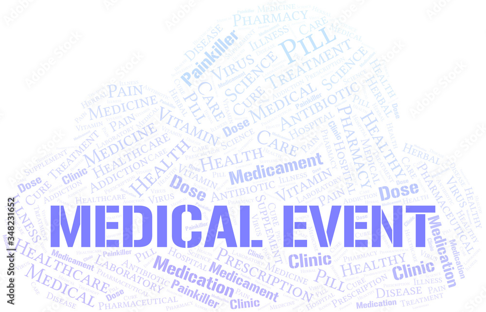 Obraz premium Medical Event word cloud collage made with text only.
