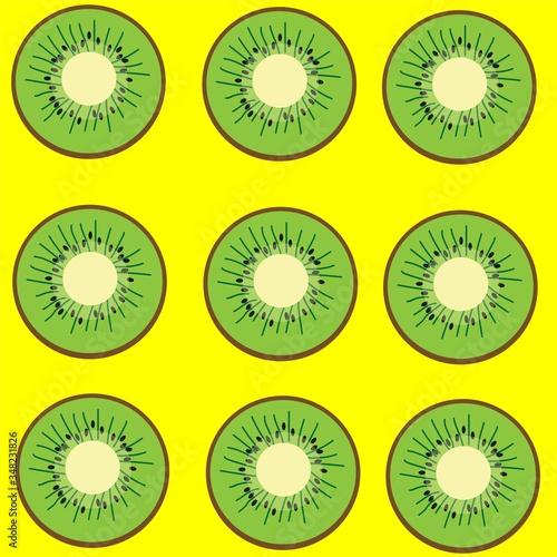 Colorful kiwi slices pattern illustration. fresh  fruit vector