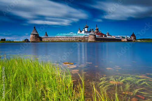 Old famous Russian monastery Solovetskiy with the lake