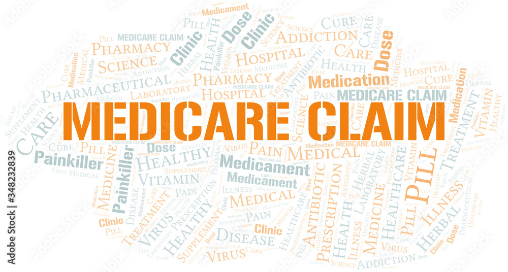 Fototapeta premium Medicare Claim word cloud collage made with text only.