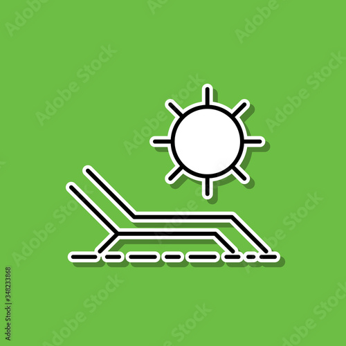 Chaise lounge and sun sticker icon Fototapeta