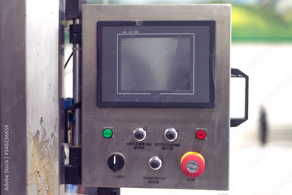 Fototapeta premium Drinking water of factory or plant production, industrial interior, water treatment plant, water purification and delivery business, combating the lack of clean water among the population