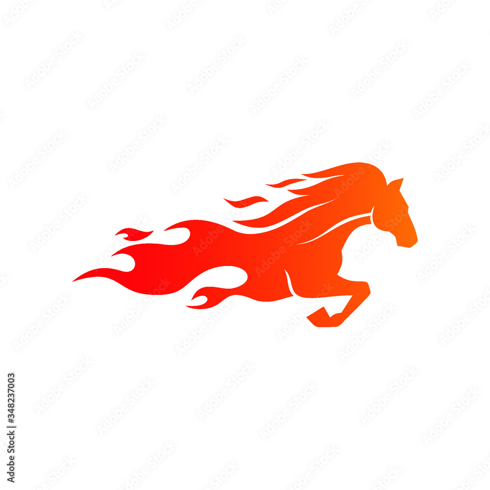 Fototapeta premium Fast fire running horse logo design