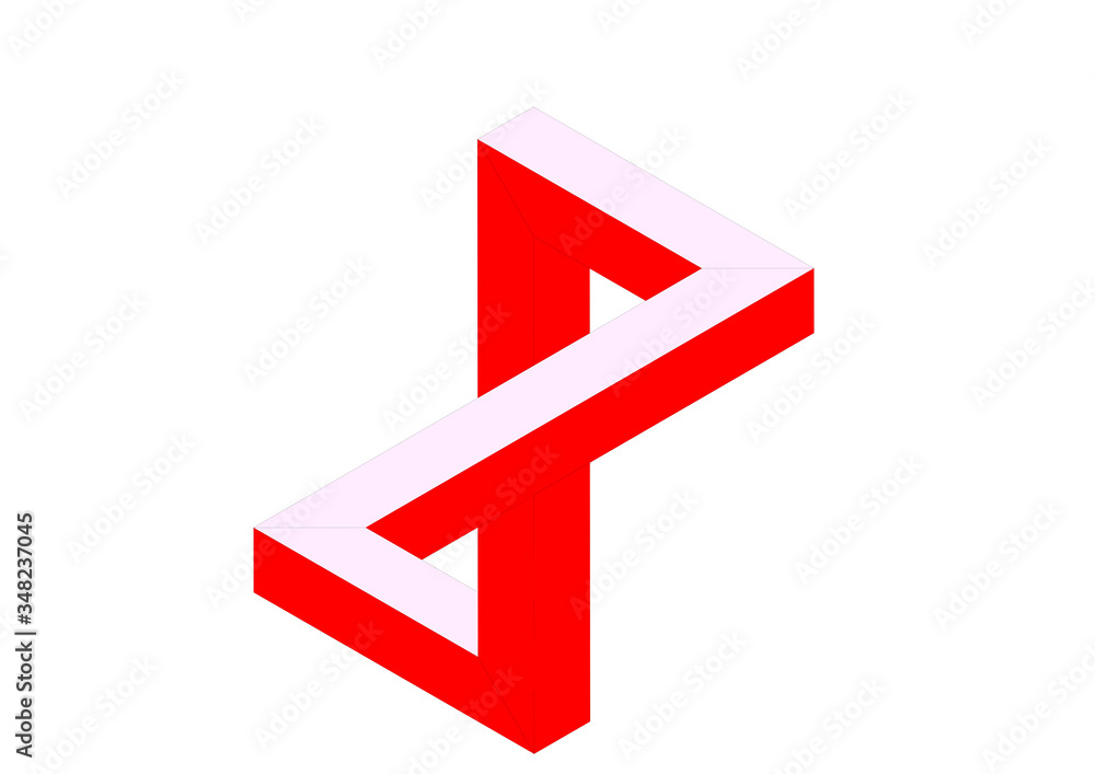Penrose triangle icon in two colors neon.Geometric 3D object optical illusion. illustration. Penrose triangle icon in two colors neon.Geometric 3D object optical illusion. illustration.