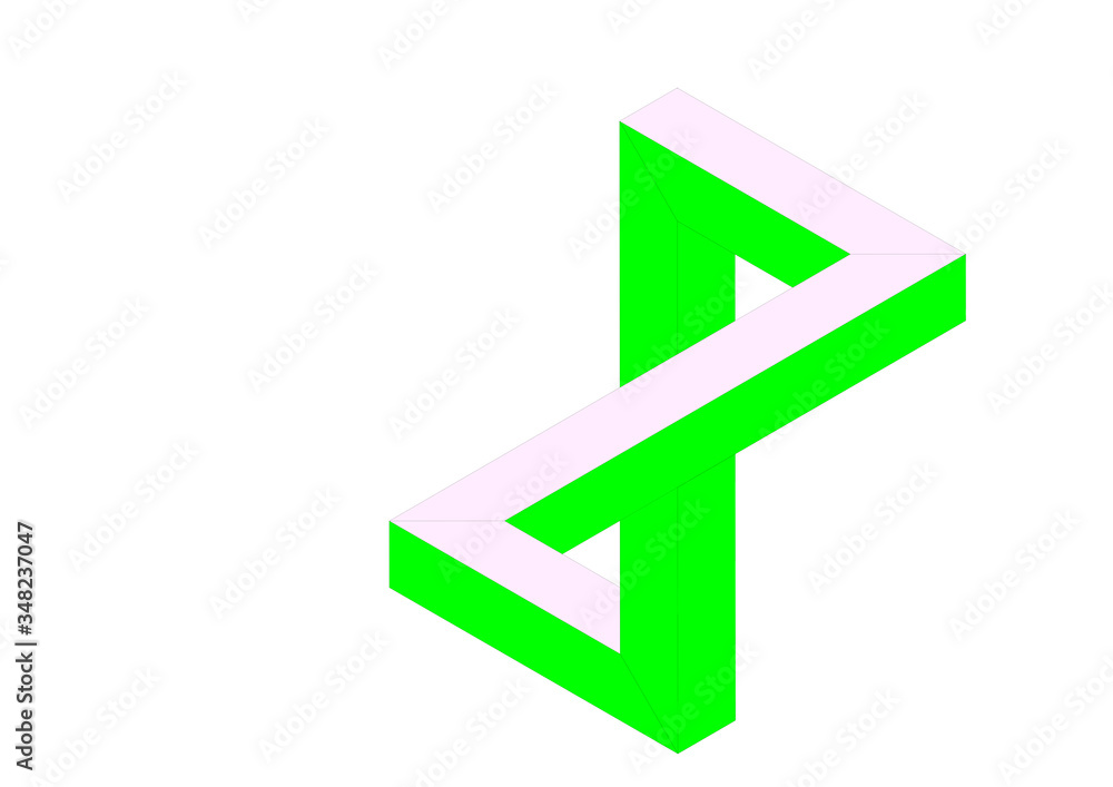 Penrose triangle icon in two colors neon.Geometric 3D object optical illusion. illustration. Penrose triangle icon in two colors neon.Geometric 3D object optical illusion. illustration.
