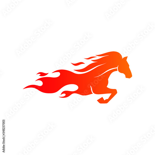 Fast fire running horse logo design