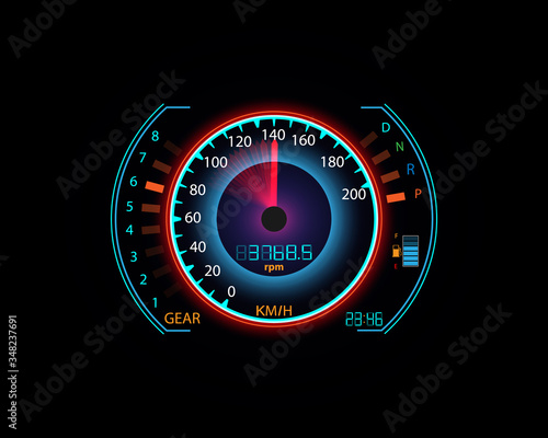 Speed meter motion background with fast speed meter car digital