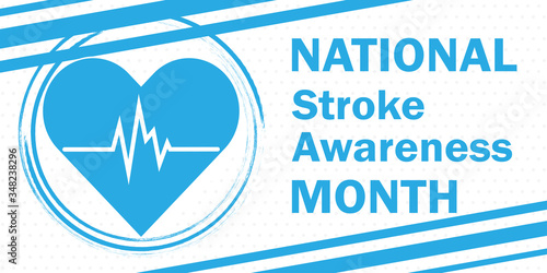 Vector banner for the national annual month of stroke awareness held in May annually as a symbol of health care. All elements are isolated.