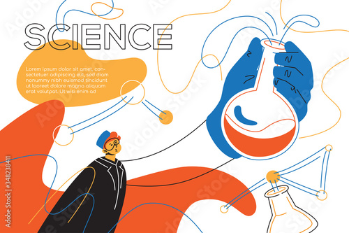 Science - colorful flat design style web banner