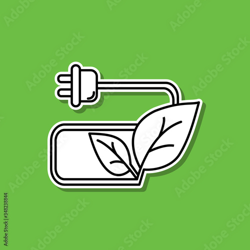 Biomass energy sticker icon. Simple thin line, outline vector of ecology icons for ui and ux, website or mobile application