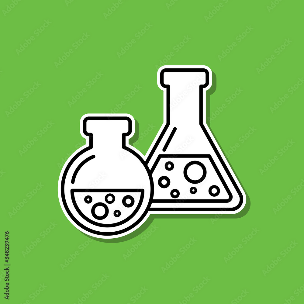 Chemicals reaction sticker icon. Simple thin line, outline vector of ecology icons for ui and ux, website or mobile application Chemicals reaction sticker icon. Simple thin line, outline vector of ecology icons for ui and ux, website or mobile application