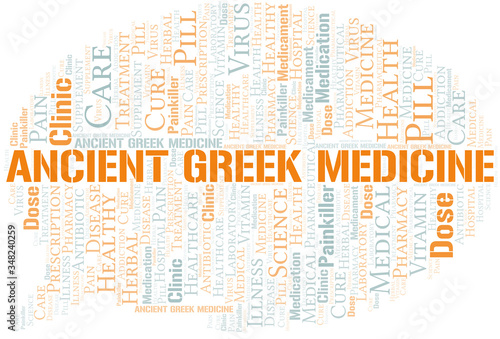 Ancient Greek Medicine word cloud collage made with text only.