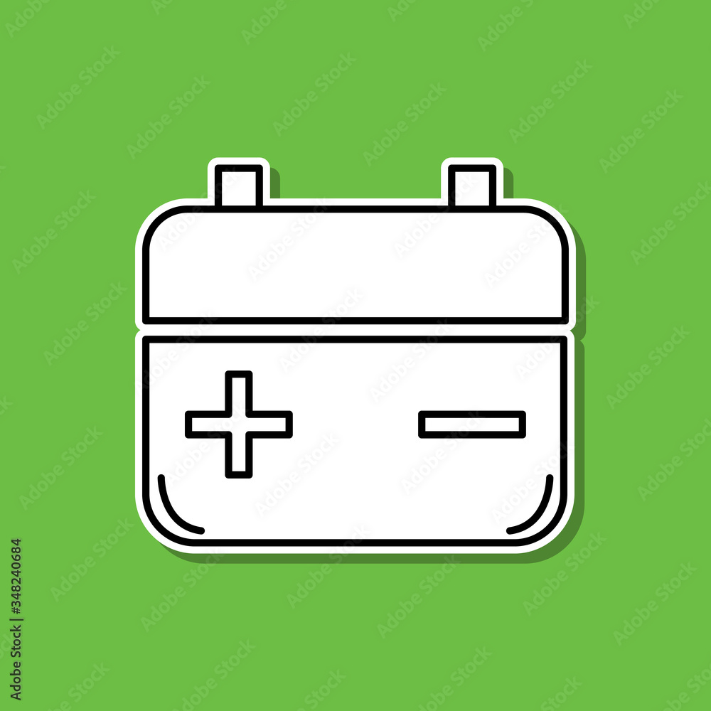 Accumulator sticker icon. Simple thin line, outline vector of ecology icons for ui and ux, website or mobile application Accumulator sticker icon. Simple thin line, outline vector of ecology icons for ui and ux, website or mobile application