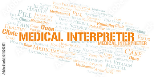 Medical Interpreter word cloud collage made with text only.