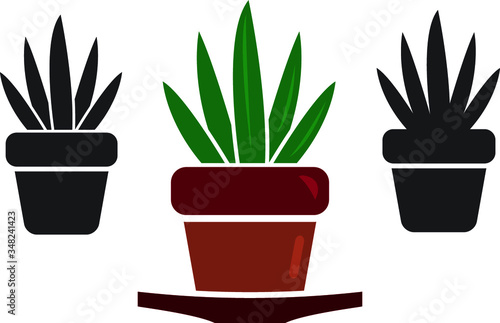 Plant in pot, flower, exotic houseplant vector icon. gardening icon