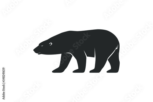 Polar bear graphic icon. Arctic bear sign isolated on white background. White bear symbol. Vector illustration