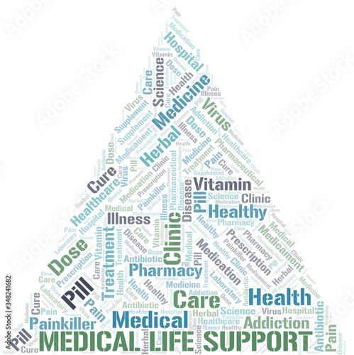 Medical Life Support word cloud collage made with text only.