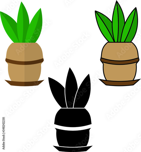 Plant in pot, flower, exotic houseplant vector icon. gardening icon