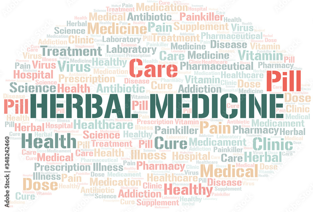 Herbal Medicine word cloud collage made with text only.