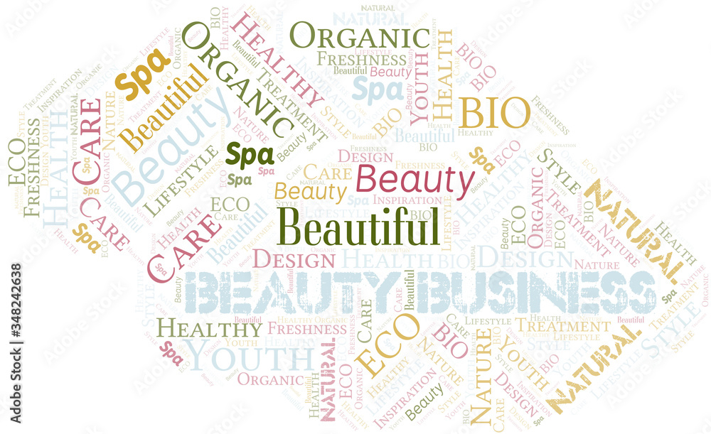 Fototapeta premium Beauty Business word cloud collage made with text only.