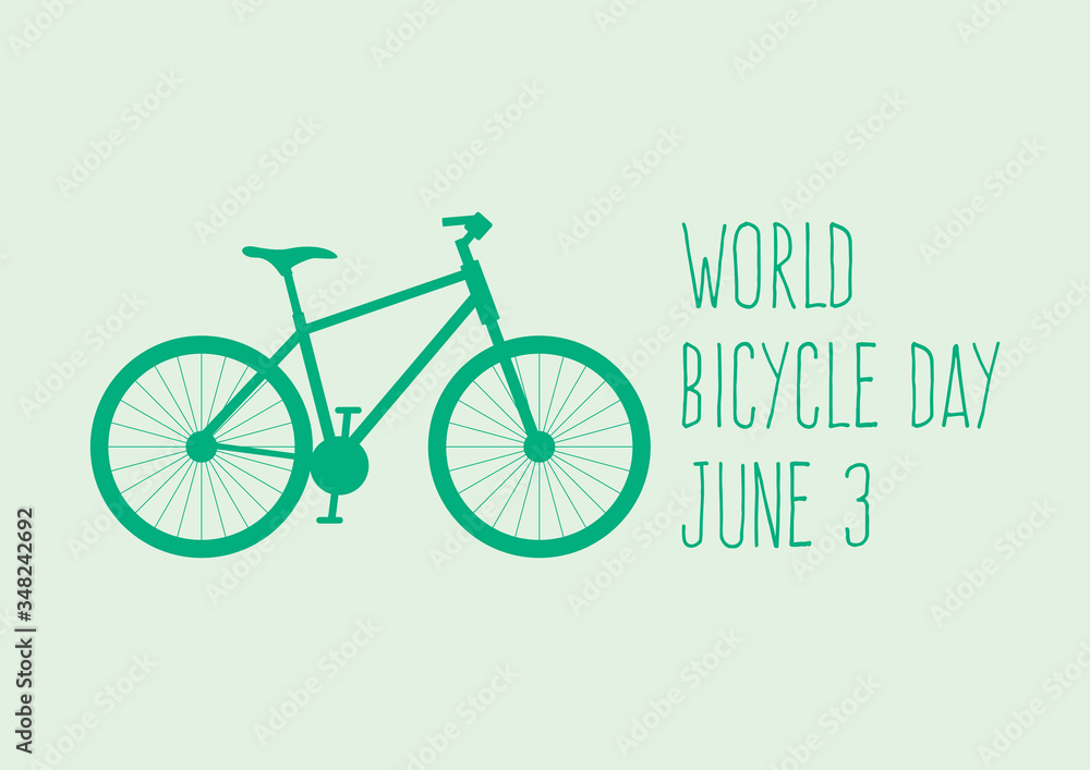 World Bicycle Day vector. Green bicycle icon vector. Bike silhouette  isolated on a green background. Bicycle Day Poster, June 3. Important day  Stock-vektor | Adobe Stock